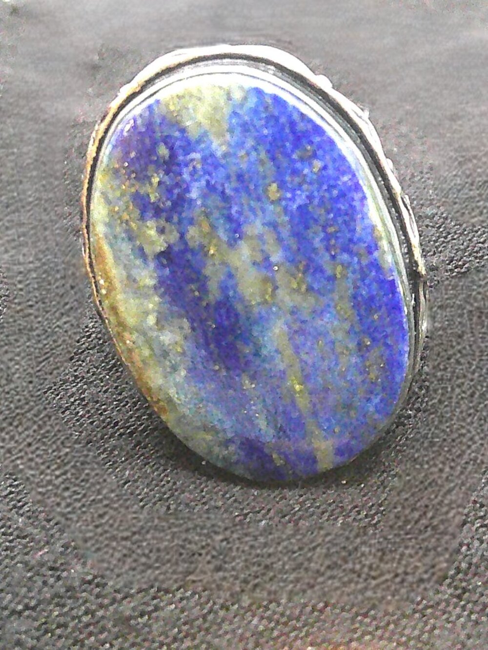 Blue Stone and Silver Fashion Ring Sz 6